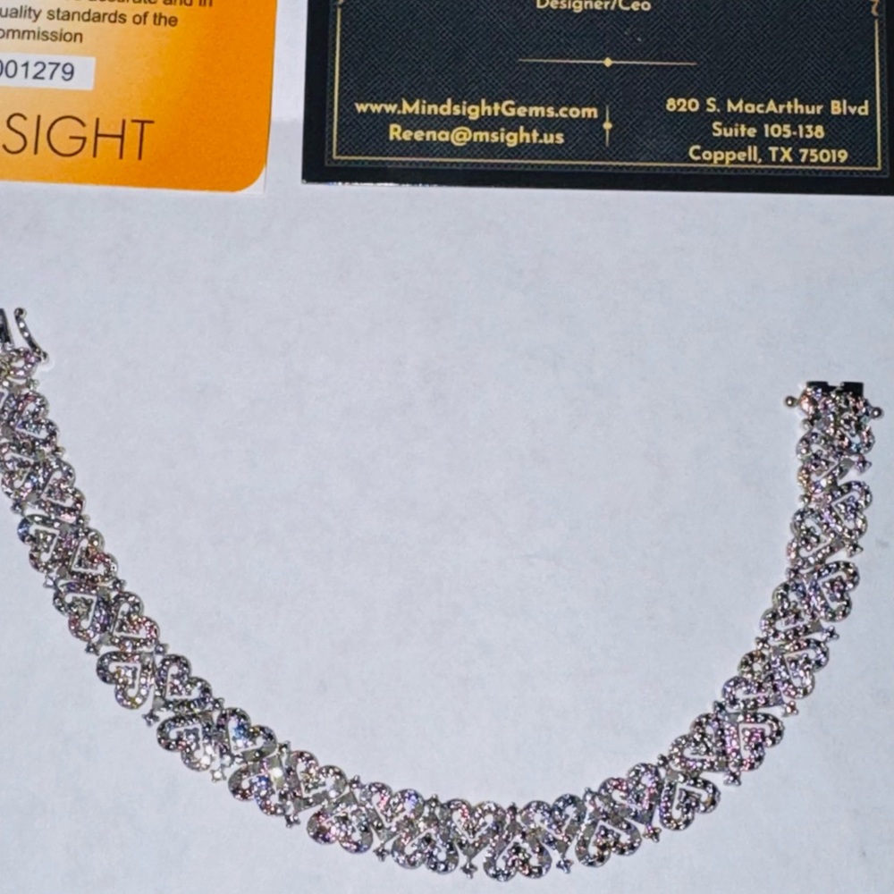 Real Diamond Heart Bracelet, Gift for her, Certificate of authenticity included - Picture 1 of 9